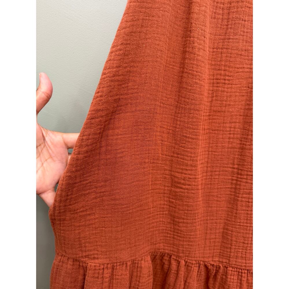 Universal Thread Cotton Gauze Swing Dress Rust Boho Small - Picture 4 of 5
